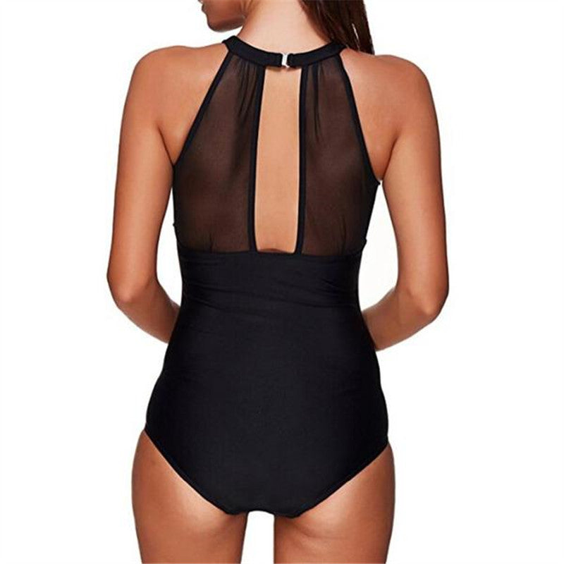 Ladies Swimsuit Chest Mesh Stitching Pleating Craft One Piece Swimsuit Bikini Bella Mia